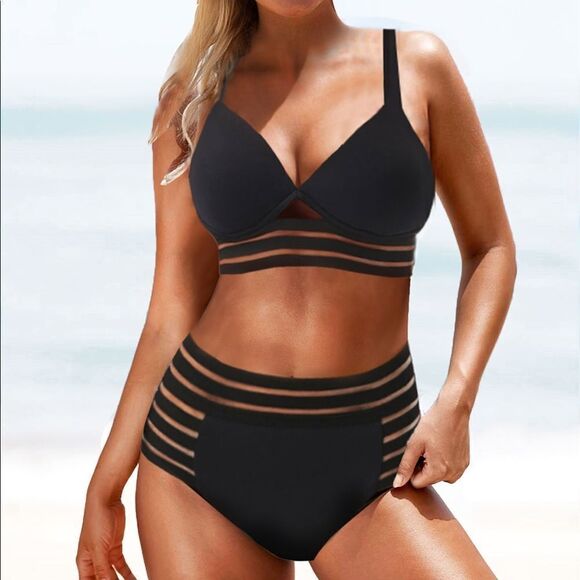 ✨HP✨Sheer Mesh High Waisted Bikini Set✨ - Picture 1 of 6